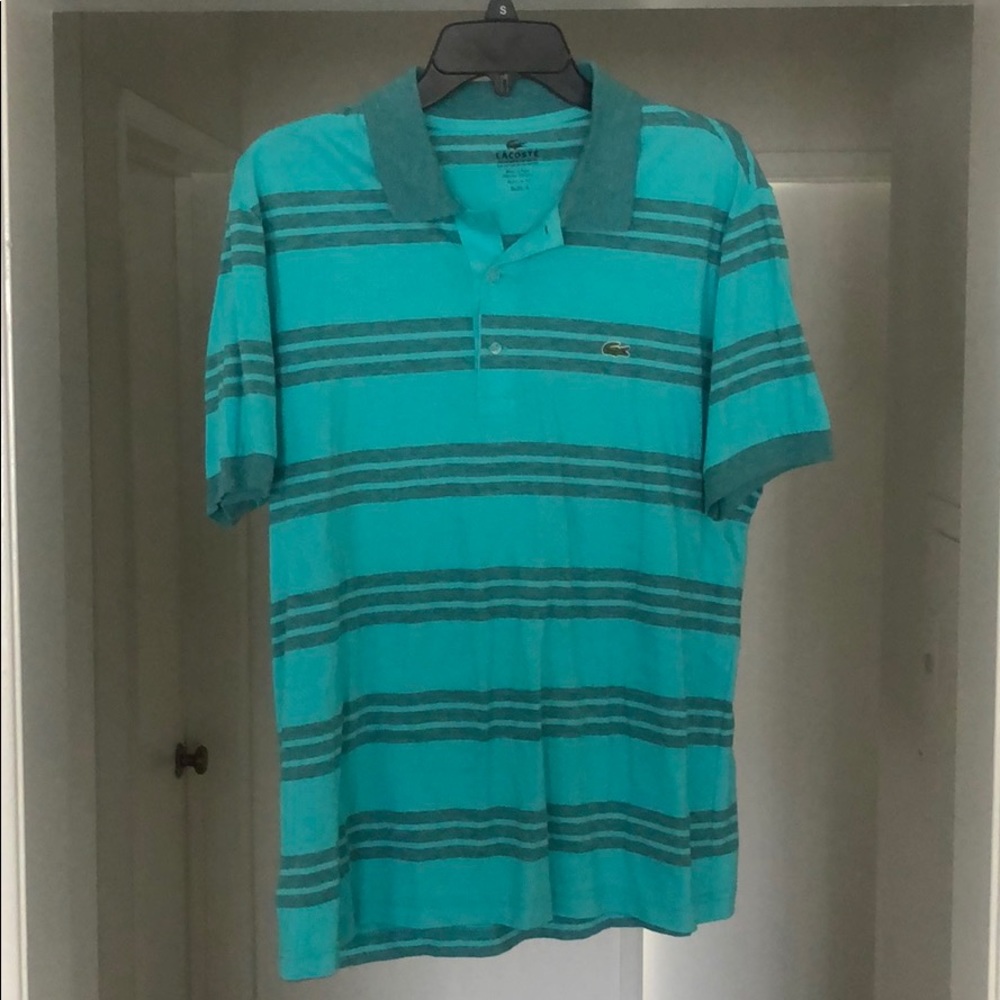 Lacoste Short Sleeve Polo, teal blue. Like new!